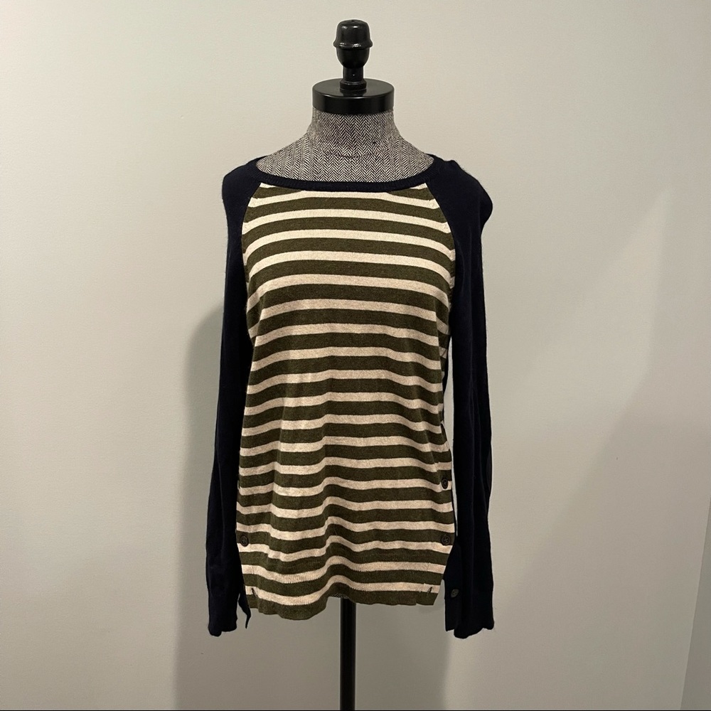 Striped sweater with elbow pads and button details